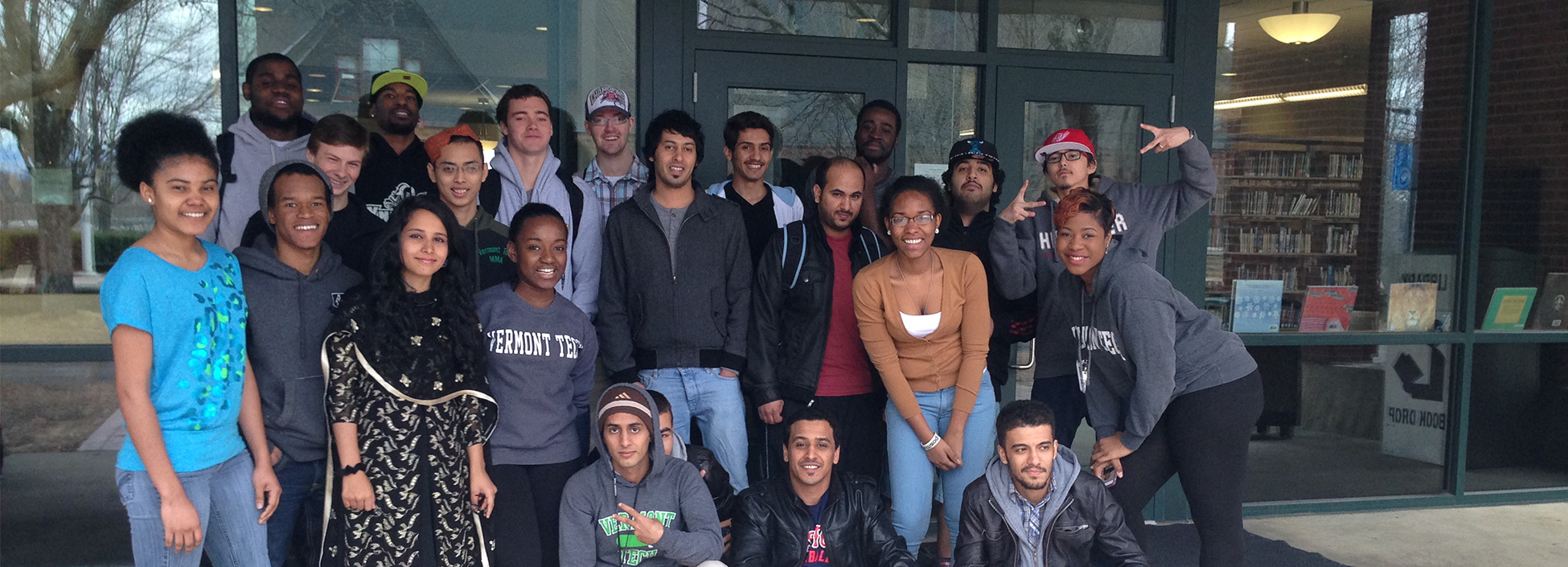 Students from Vermont Tech's Multicultural Club pose for a group photo