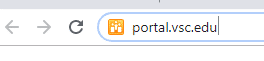 A screenshot of a browser's address bar containing portal.vsc.edu