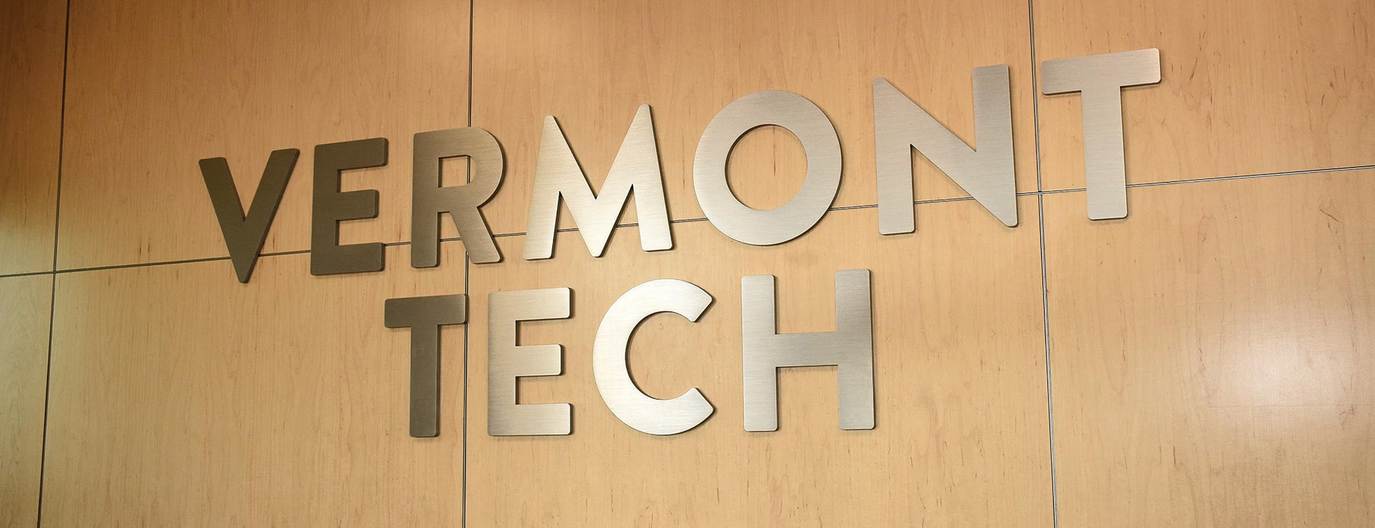 Vermont Tech Logo, wood, metal