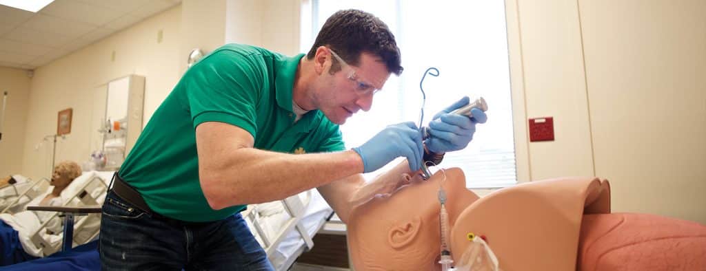 paramedicine, male students, simulation, hands on