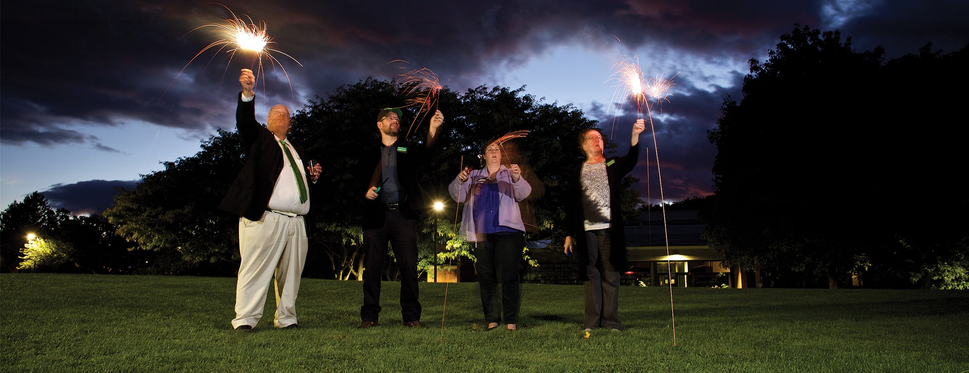 alumni, homecoming, sparklers, night, fun