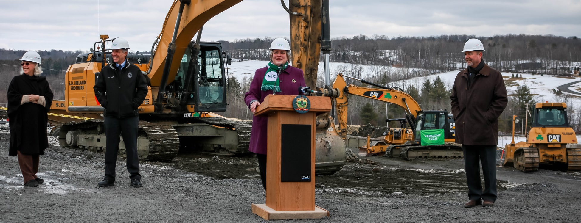 President Pat Moulton, ground breaking, VAEL lab, Randolph Center campus