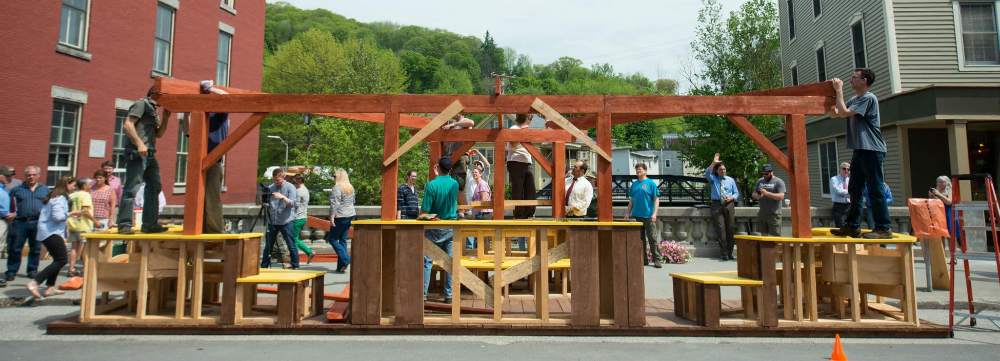 Building parklet in Montpelier, teamwork