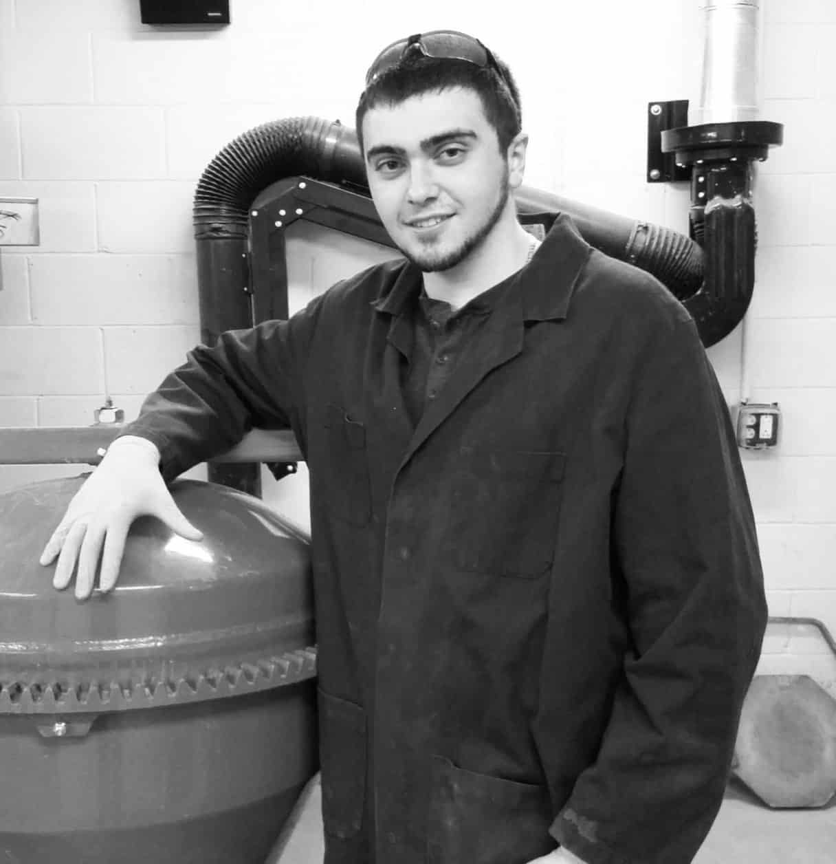 Male student, Dustin, posing, standing, smiling