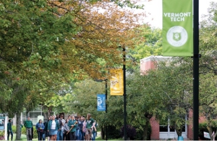 Randolph Center campus, group walking, pathway