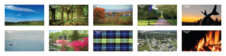 A grid of thumbnails of Zoom background available for download