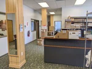 An interior view of the recently renovated IT space, formerly the bookstore location in Judd